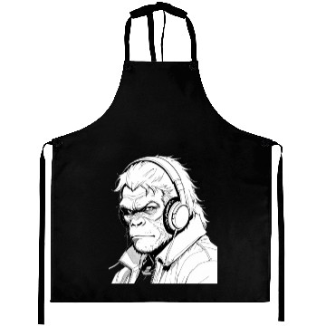 Discover Gorilla wearing a headphones Aprons