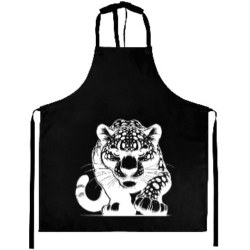Discover Elegant Wild Leopard On The Hunt Aprons