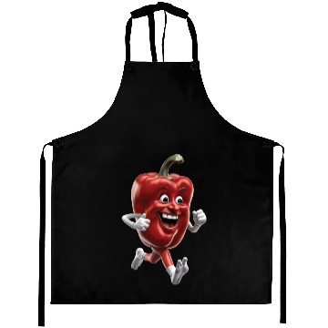 Discover Red Bell Pepper Running Realistic Aprons