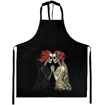 Discover Lesbian Couple Skeletons Kissing LGBTQ Pride Aprons