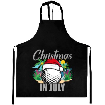 Discover Christmas in July Golf Santa Hat Funny Summer Aprons