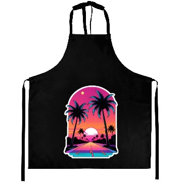 Discover Miami Road into the Sunset 80s Synthwave Retro Aprons