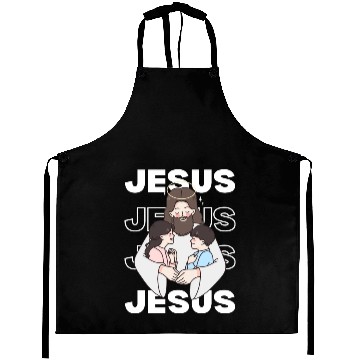 Discover Jesus Embracing Kids Minimalist Style Typography Aprons