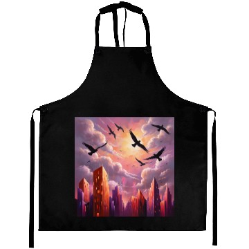 Discover Geometric Twilight City Aprons