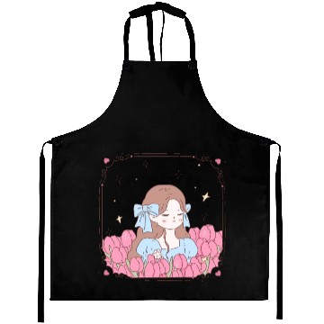 Discover girl and tulips Aprons