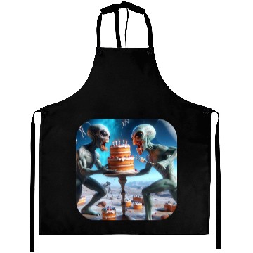 Discover Alien cake fight Aprons
