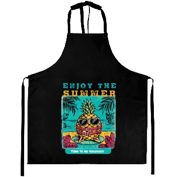 Discover Enjoy Summer Time To Go Vacation Funny Pineapple Aprons