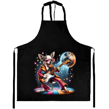 Discover Disco Guitar Chihuahua dog Aprons
