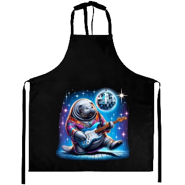 Discover Disco Ball Guitar Manatee Aprons