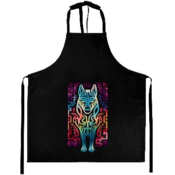 Discover Wolf Colorful Animal Artwork Aprons