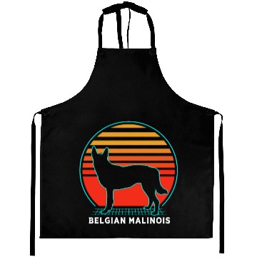 Discover Retro 80s Dog Silhouette Belgian Malinois Aprons