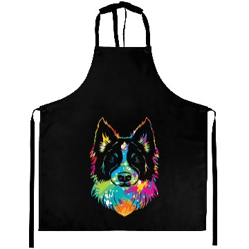 Discover Pop Art Style Dog Face Puppy Border Collie Aprons