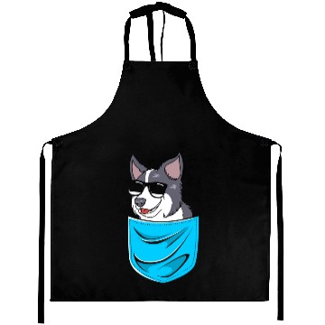 Discover Funny Dog Border Collie Wearing Sunglasses Aprons