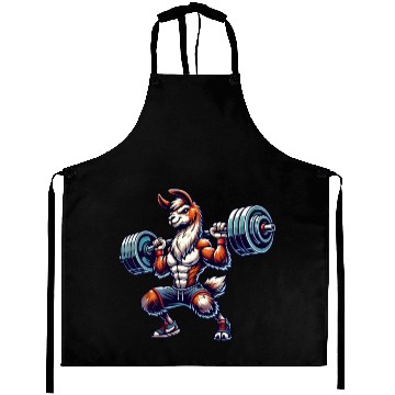 Discover Llama Alpaca Barbell Weightlifting Workout Aprons