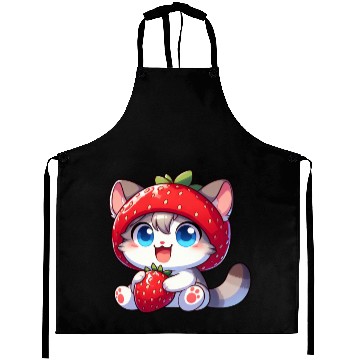 Discover Cute Cat Strawberry Fruit Hat Quirky Aprons