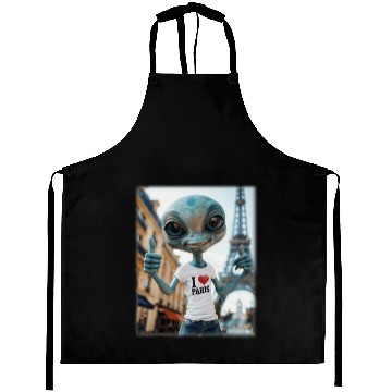 Discover A Alien in Paris. I love Paris Aprons