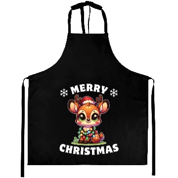 Discover Christmas Fairy Lights Tufted Deer Aprons
