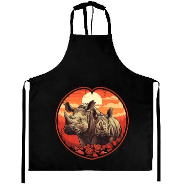 Discover Cute Rhino Hearts Premium Aprons
