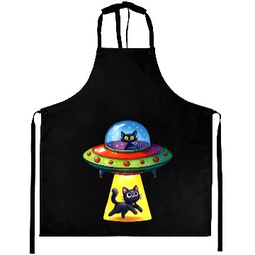 Discover Cat Abduction Funny Space Lover Aprons