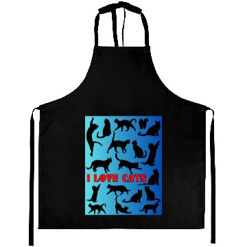 Discover Cat figures in black and blue Aprons