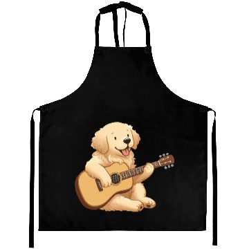 Discover Golden Retriever playing guitar Aprons