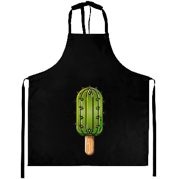Discover Funny cactus ice cream motif in comic style is fun Aprons