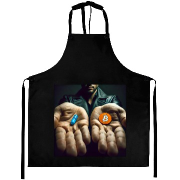 Discover Bitcoin BTC Cryptocurrency Orange Pill Blue Pill Aprons