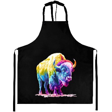Discover Vibrant Rainbow Buffalo Artwork Aprons