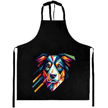 Discover Colorful Geometric Dog Art Australian Shepherd Aprons