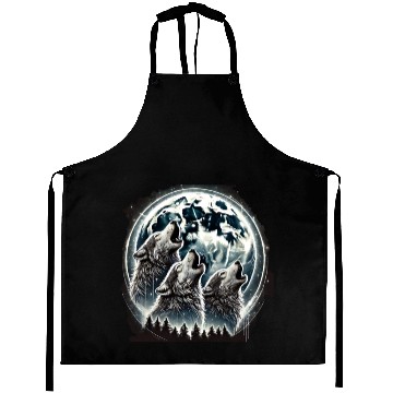 Discover Wolfs Moon Nature Cute forest graphic Aprons