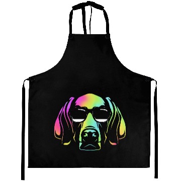 Discover Colorful Weimaraner Dog Wearing Sunglasses Aprons