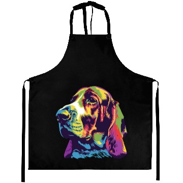 Discover Colorful Basset Hound Portrait Art Aprons