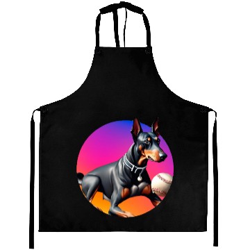 Discover Doberman baseball player Aprons