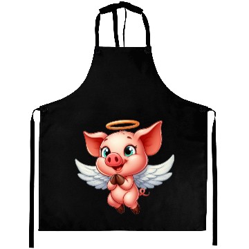 Discover Pig angel with wings and halo on the farm Aprons