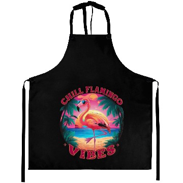 Discover Relaxed and Cool "Chill Flamingo Vibes" Aprons
