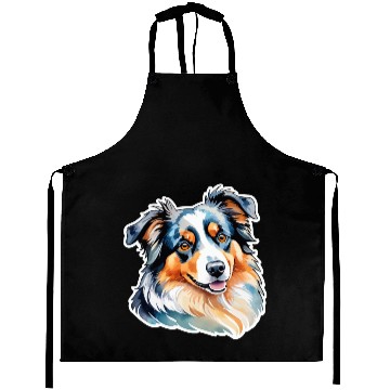 Discover Australian Shepherd Watercolor Aprons