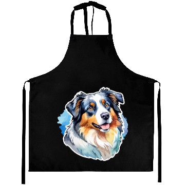 Discover Australian Shepherd Watercolor Aprons