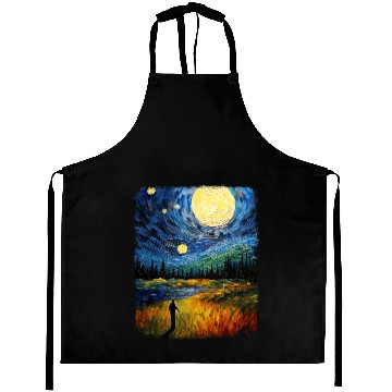 Discover Golf Player Golfer Golfing Starry Night Painting Aprons