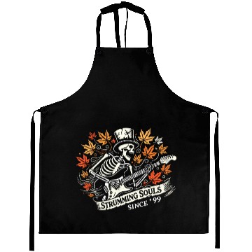 Discover Spooky Skeletons Playing Guitars Under Halloween Aprons