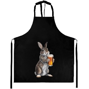 Discover Rabbit Drinking Beer Realistic Aprons