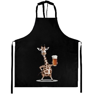 Discover Giraffe Drinking Beer Realistic Aprons