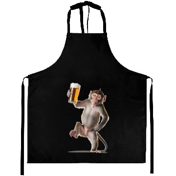Discover Monkey Drinking Beer Realistic Aprons