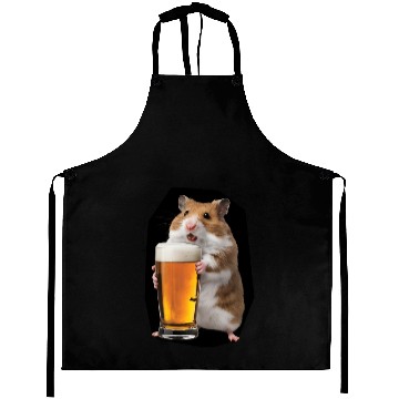 Discover Hamster Drinking Beer Realistic Aprons