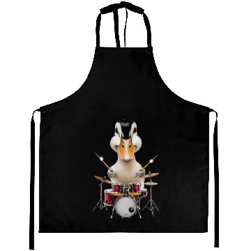Discover Duck Playing Drums Realistic Aprons