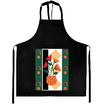 Discover Red-Orange floral abstract art Aprons