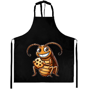 Discover Funny cockroach with cookie cartoon dessert Aprons