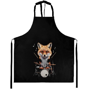 Discover Fox Playing Drums Realistic Aprons