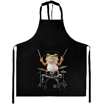 Discover Frog Playing Drums Realistic Aprons