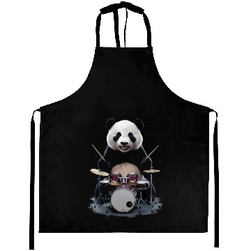 Discover Panda Playing Drums Realistic Aprons