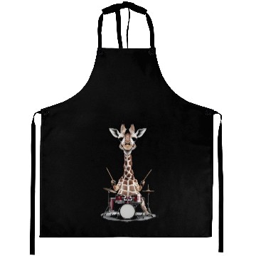 Discover Giraffe Playing Drums Realistic Aprons